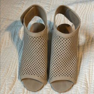 Women's Perforated Peep-Toe Slingback Sandals in Beige